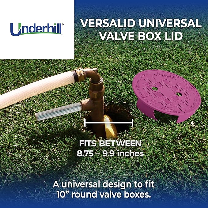 Underhill Sprinkler Valve Round Box Lid, VersaLid 10 Inch Universal, Cover for Automatic Irrigation System, Purple, VL-10P-4, 4 Pack
