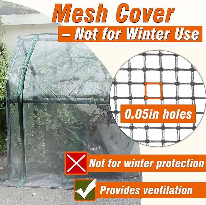 Gardzen Mini Greenhouse with Mesh Cover, Portable Outdoor Greenhouse, Enhanced Ventilation, Ideal for Spring, Summer & Fall, 36.2"(L) x18.9(W) x33.3(H)