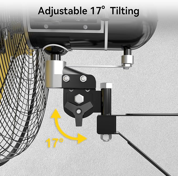 CCGIRU 8800 CFM 26" Outdoor Commercial Wall Fan Oscillating, IP44 Waterproof Wall Mount Fan, Heavy Duty, 3 Speed, Adjustable Tilt for Factory, Warehouse, Garage, ETL Listed