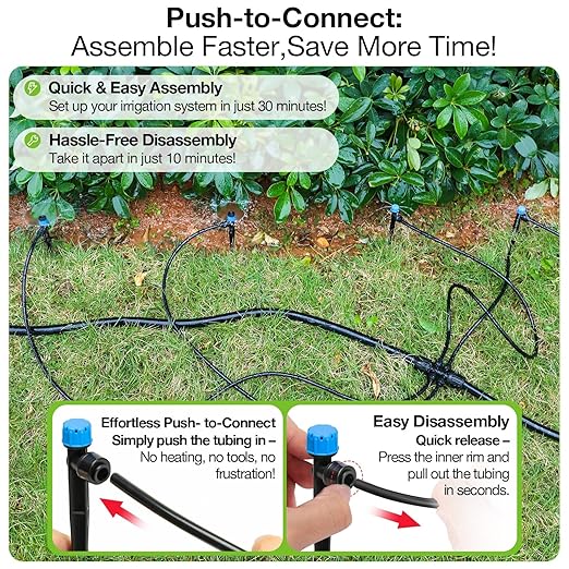 MIXC Quick Connector Drip Emitters for 1/4" Tubing, Adjustable Flow, 360° Fan-Shaped Sprayer (Drip Emitter Stream, 100 Packs)