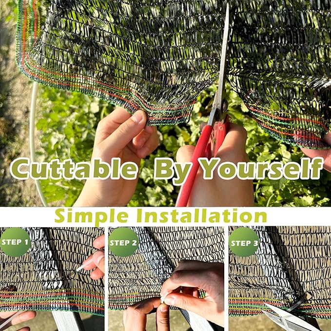 55% Shade Cloth for Garden, Sunblock Mesh UV Resistant Net for Vegetables Flowers Greenhouse Raised Bed, Plant Shade Cover from Sun, Black (8X15 FT)