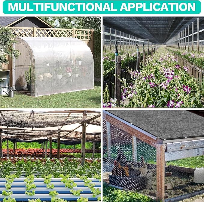 Royal Shade 30% Black Shade Cloth Custom Size 9FT x 9FT Mesh Tarp with Grommets for Garden Patio, Plant Shading, Greenhouse, Pergola, Chicken Coop, Dog Kennel, Lawn. (We Make Custom Size)
