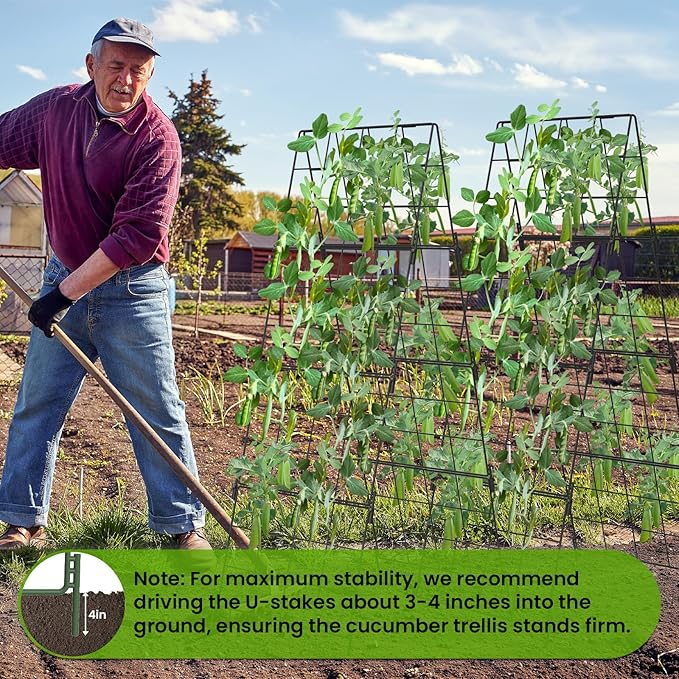 Adjustable A-Frame Trellis for Climbing Plants Outdoor, 48"x32" Cucumber Trellis for Raised Bed, Metal Garden Trellis with Grid Design, Tomato, Grape, Bean, Pea, Squash, Vegetable Trellis (Black)