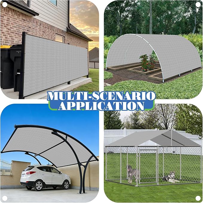 ECOOPTS 6'x90' Sun Shade Roll, Sun Shade UV Blockage Cover for Outdoor Backyard Patio Pergola Greenhouse Plants (Light Gray)