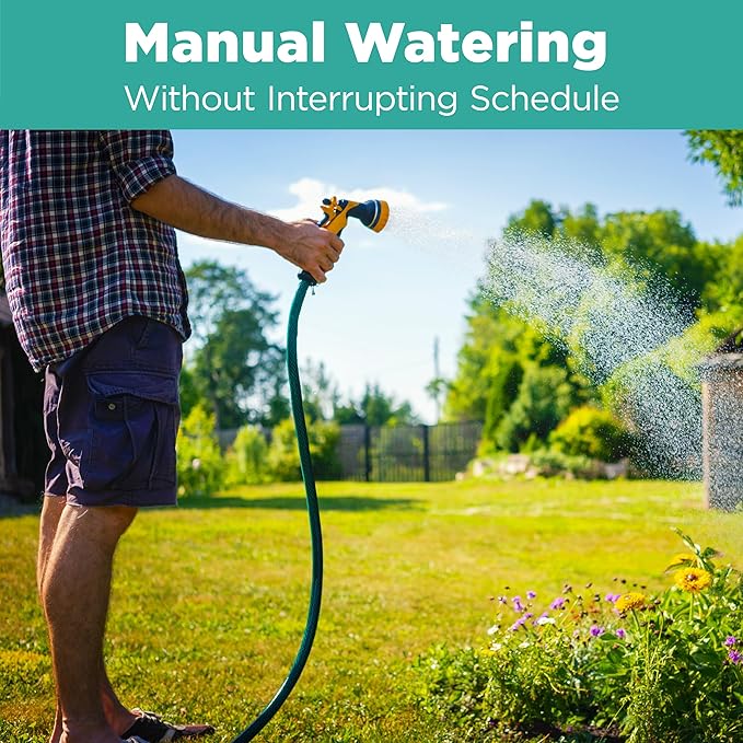 Pine Tree Tools Hose Timer - Programmable Water Timer for Garden, Automatic & Manual Watering System, Outdoor Faucet for Lawn, Garden & Yard, Battery Operated, 2 Outlet Hose Watering