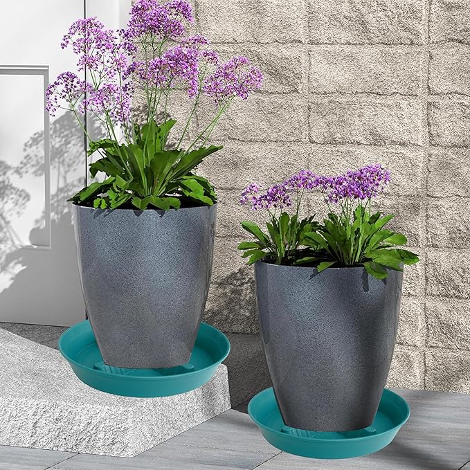 4 Pack Plant Saucer 12 inch, 8 10 14 17 inch, Plant Stand Plastic Plant Saucers for Indoors Outdoor, Heavy Duty Flower Saucers for Potted Plants, Pot Saucers for Plants, Grow Bags Saucers