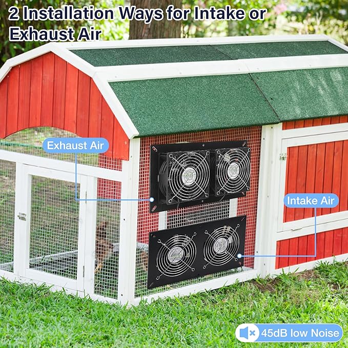 Fanspex Solar 2 Fan Kit, Waterproofed Solar Powered Fans for Outdoor Chicken Coop, Greenhouse & Shed Intake or Exhaust Air
