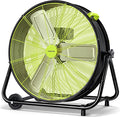 VAGKRI 24 Inch Industrial Drum Fan, 320W High Velocity Floor Fan, 3 Speed Heavy Duty Metal Air Circulator, 360° Tilt with Casters Handle ETL Standard for Patios, Warehouse, Commercial,Basement (Green)