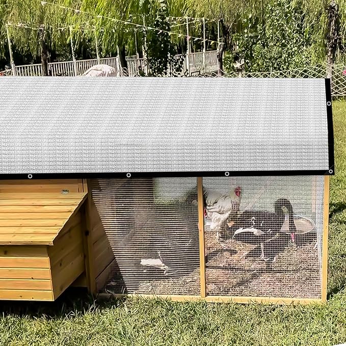 80% Silver Shade Cloth for Garden,Pergola,Greenhouse,Chicken Coop,Kennels,Shade Cloth with Grommets,Simple Hanging Covers