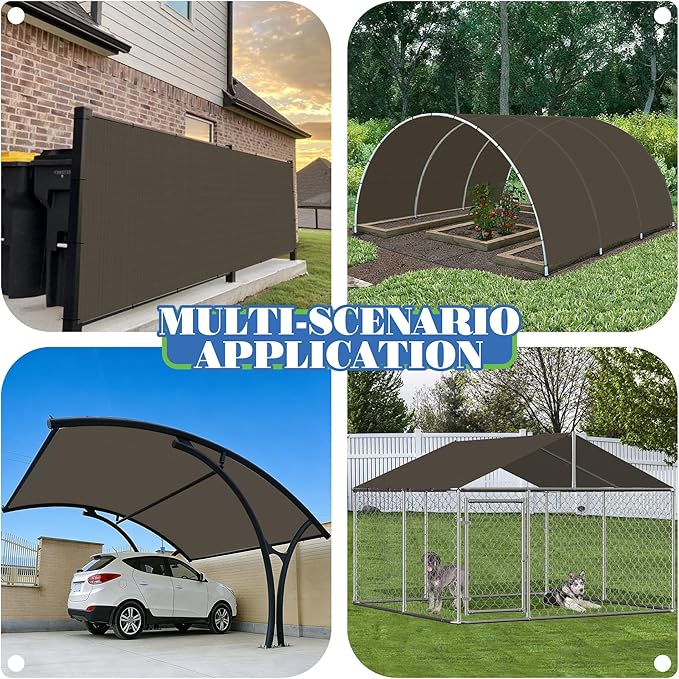 ECOOPTS 6'x279' Sun Shade Roll, Sun Shade UV Blockage Cover for Outdoor Backyard Patio Pergola Greenhouse Plants (Brown)
