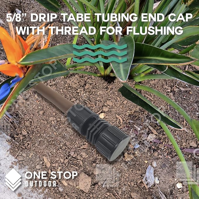 USA Made - Premium Drip Tape Irrigation Tubing End Cap 50 Pack (5/8" or .625" - .645") Universal Perma-Loc Connector Barbed Locking Fitting - Fits All Brands 16mm Drip Tape AG Tubing