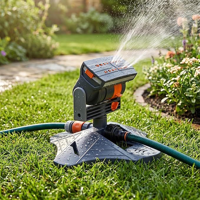 Oscillating Sprinkler, Oscillating Lawn Sprinkler, Automatic Water Sprinklers for Yard with Adjustable Angle & Control, ABS Garden for Lawn & Garden Watering