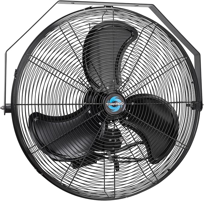 Tornado 24" High Velocity Metal Wall Mount Fan – IPX4 Water-Resistant & Outdoor Rated, 3-Speed, 7700 CFM, UL Safety Listed, Ideal for Commercial, Industrial, Residential, and Greenhouse Environments