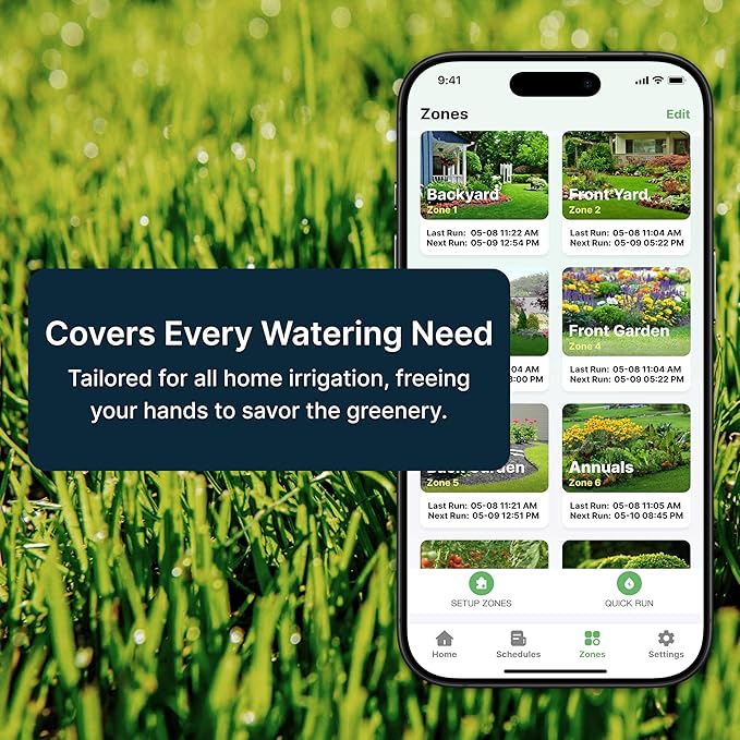 Indoor Smart Sprinkler Controller, Automatic Water Saving Irrigation Controller, 2.4GHz WiFi, Rain Freeze Wind Skip,Easy Install & App Remote Control (8-Zone)