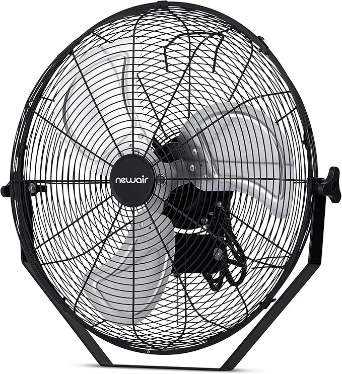 NewAir 20" High Velocity Outdoor Fan, Heavy Duty Waterproof 2-in-1 Floor Stand or Wall Mount Fan, Adjustable Tilt and 3 Speeds up to 4650 CFM | Wall Fan or Garage Fan for Indoor, Patio, Gym or Porch