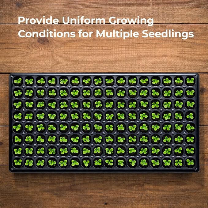 Gardzen 10 Pack 128 Cell Seed Starter Trays, 1.5" Deep Plug Tray for Seedlings, Durable Seedling Trays with Drainage Holes, Fit Standard 1020 Drip Tray