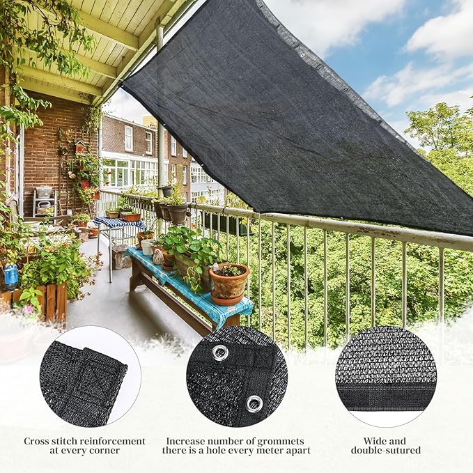 Winpull 50% Shade Cloth for Garden, 6.5 x 10 FT Sun Shade Mesh Tarp with Reinforced Grommets, Durable HDPE Material Outdoor Shade Cloth for Plants, Greenhouse, Pergola and Backyard Patio Sunshade
