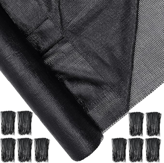 70% Shade Cloth 6 x 150 ft Black Shade Cloth Roll for Covering Garden Mesh UV Resistant Net with Ties for Patio Outdoor Greenhouse Fence Flower Plant Cover Canopy