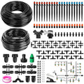 240FT DIY Automatic Drip Irrigation System Kits for Garden Plant Watering Misting System for Greenhouse Patio Lawn with Adjustable Drip Emitters 5/16" and 1/4" Irrigation Tubing Connectors Fittings