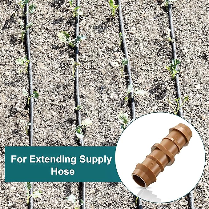 Boao 20 Packs 1/2 Inch Drip Irrigation Fittings Connectors Barbed Connector Plastics Drip Irrigation Barbed Hose Connector 17 mm Diameter(Coupling)
