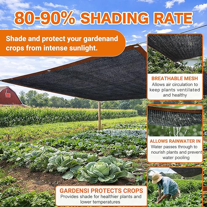 2 Pack 90% Black Shade Cloth for Garden 5 x 10 ft Sunshade Cloth Mesh Tarp with Grommets Outdoor Net for Patio Plants Greenhouse Outdoor Chicken Coop Cover