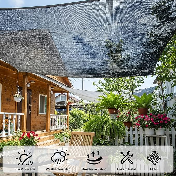 SUNNY GUARD 35-45% Sun Shade Cloth, 6.5 x 6.5 FT Black HDPE Mesh – Breathable Garden Shade Cover for Plants, Vegetables, Greenhouse, Patio, Chicken Coop & Dog Kennel