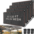 4 Pcs 10 x 20 Ft Black Shade Cloth Roll for Covering Garden 70% Mesh UV Resistant Net with Ties for Patio Outdoor Greenhouse Fence Flower Plant Cover Canopy