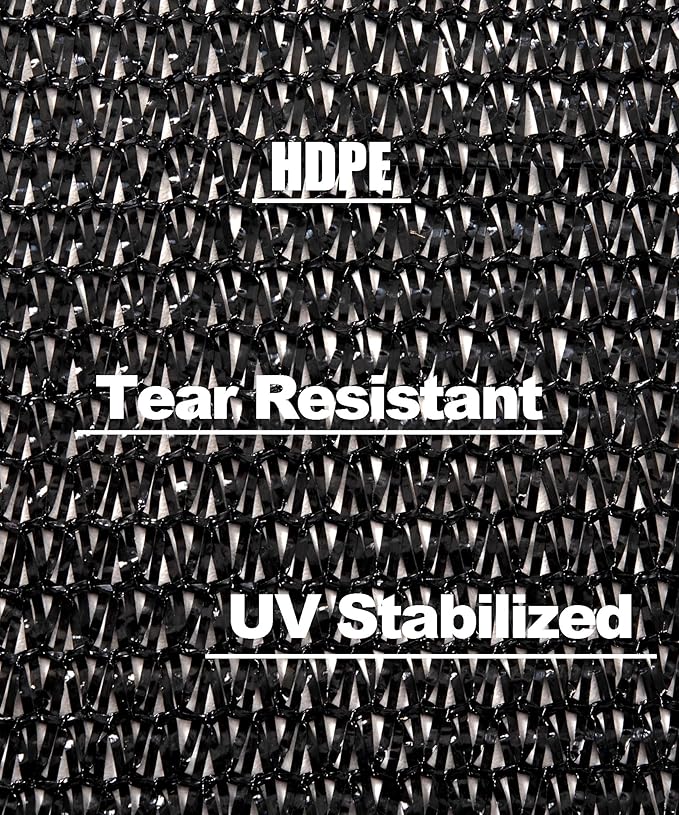 e.share Black Shade Cloth, 70%-80% Sunblock UV Protection, 20 FT X 30 FT Sun Mesh Net for Garden Plant Cover,Porch Screen,Pergola,Greenhouse,Chicken Coop,Car Barn Kennel,Backyard Patio Sunshade