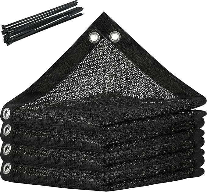Amgo 70% Shade Fabric 10FT x 16FT Black Sun Shade Mesh, Black Sun Shade Netting with HDPE Material and Heavy Duty Grommets Shade for Greenhouse, Garden, Patio Plants, Pergola rv3