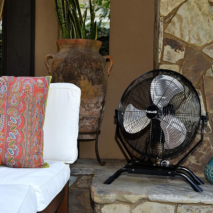 NewAir 20" High Velocity Outdoor Fan, Heavy Duty Waterproof 2-in-1 Floor Stand or Wall Mount Fan, Adjustable Tilt and 3 Speeds up to 4650 CFM | Wall Fan or Garage Fan for Indoor, Patio, Gym or Porch