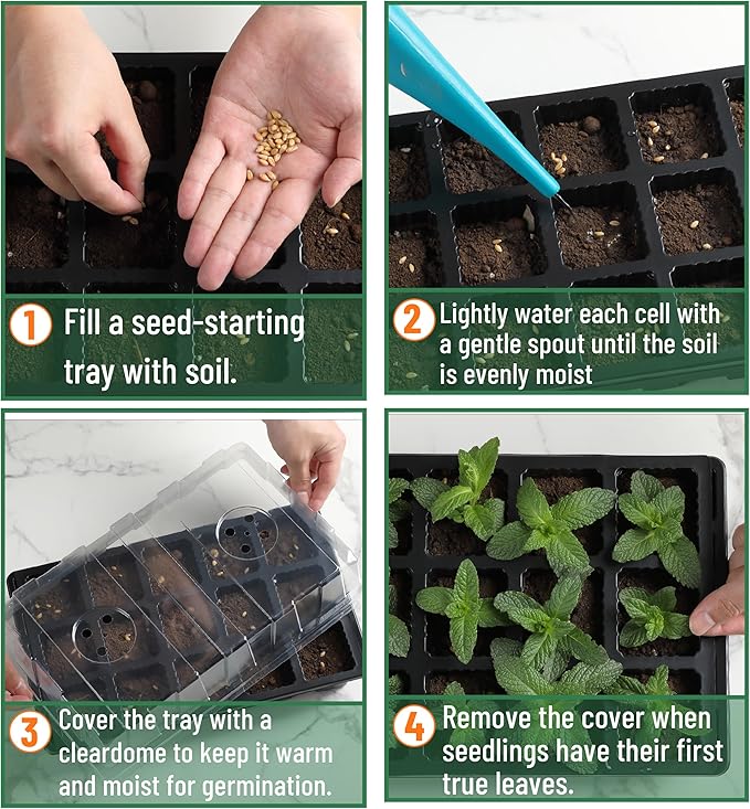 Mr. Pen- Seed Starter Tray Kits, 10 Set, Total 150 Cells, Durable Plant Germination Trays with Humidity Vented Domes and Bases, Ideal for Seed Starting, Indoor Gardening and Greenhouse