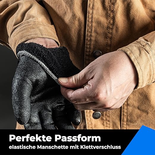 Waterproof Gloves Bulk Pack for Men and Women, 3 Pairs, Freezer Gloves with Grip, Double Nitrile Dipped for Extreme Oil Repellent, for Construction, Mechanics, Mining, Plumbing, Black, X-Large