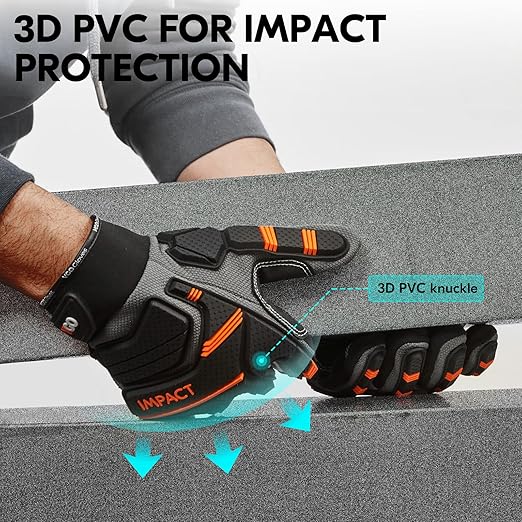 Vgo Safety Work Gloves - Mechanics & Impact, Anti-Vibration & Rigger Gloves (Heavy Duty, M, Gray, SL9792IP)