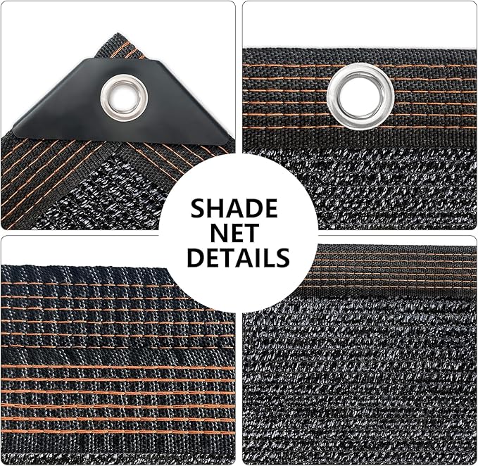 Shade-Cloth 85-90% for Garden Plants 8x8 FT, Black Sun-Block Shade Cover Mesh Tarp with Grommets Sun Shade Canopy for Outdoor Pergola Patio Flower Lawn Kennel Chicken Coop