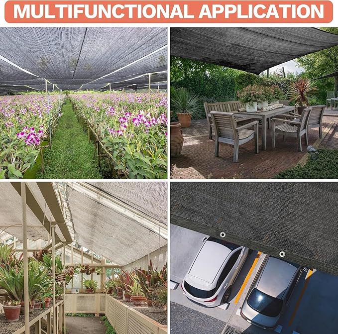 Amgo 70% Black Shade Cloth Custom Size 9FT x 32FT Mesh Tarp, UV Resistant Netting with HDPE Material and Upgrade Grommets for Plant Cover, Greenhouse, Chicken Coop, Barn, Kennel, Garden.
