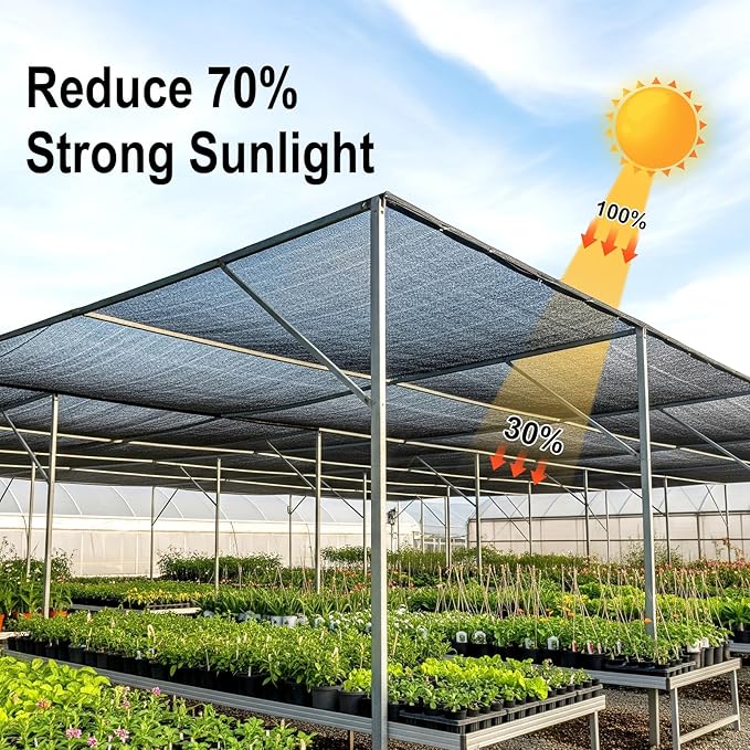 LOVE STORY 6.5x10FT 70% Black Shade Cloth Sun Shade Net UV Resistant Mesh Tarp Plant Cover Sunblock Net for Garden,Greenhouse,Vegetables,Flowers