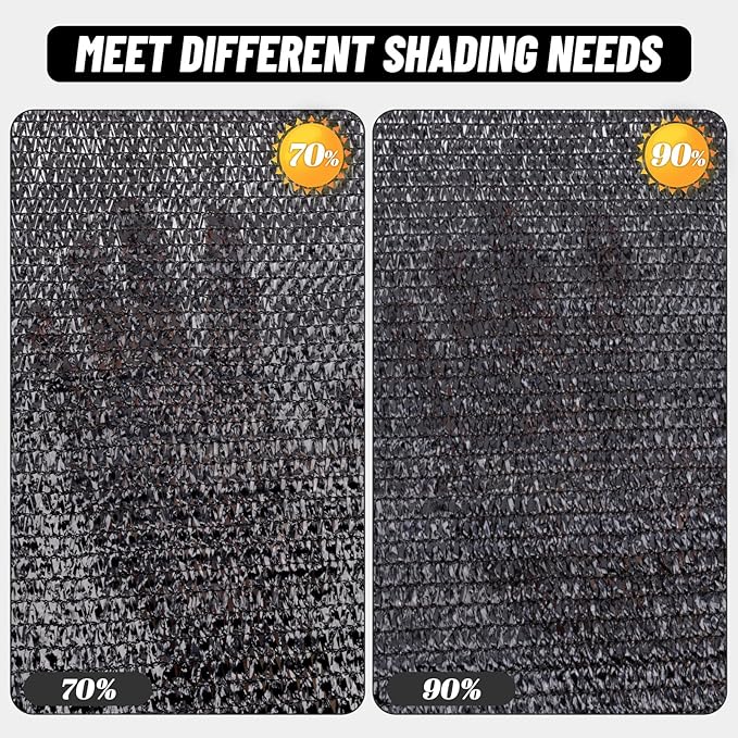 Cool Area 90% Sun Shade Cloth Mesh Tarp with Grommets for Plant Cover 10x20ft Patio Canopy Garden Pergola Greenhouse Car Barn Kennel Black