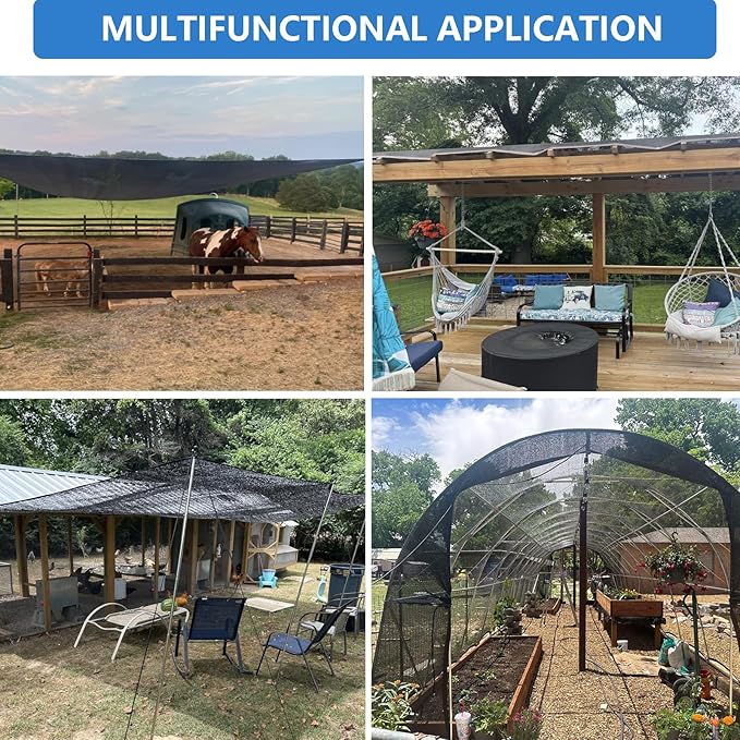 90% Shade Cloth for Garden- Breathable Mesh Tarp for Vegetables & Plants, Outdoor Patio Sun Shade with Grommets - Chicken Coop, Dog Kennel Cover(Black, 6 * 9M/20 * 30FT)