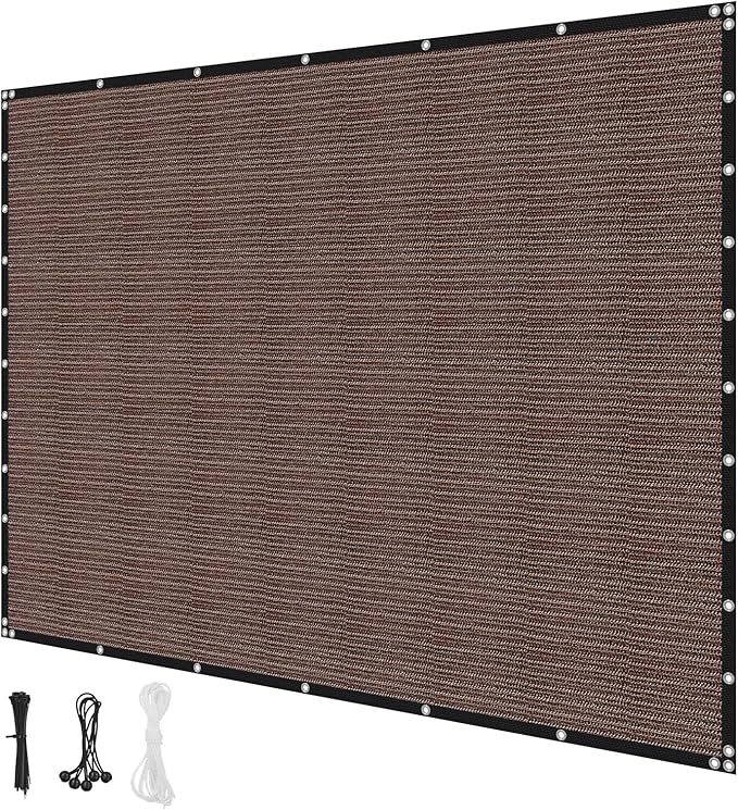 VEVOR 90% Sun Shade Cloth, 10 x 12 ft Pergola Shade Cover with Stainless Steel Grommets, Sun Shades Canopy Privacy Screen with 140 GSM HDPE Material, for Outdoor, Patio, Garden, and Backyard (Brown)
