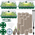 Hahood 3 Pack Seed Starter Tray Kit with Grow Light Germination Trays with Humidity Dome, 120 Peat Pellets, Gardening Tools, Plant Labels, Plant Growing Trays for Seeds Growing Starting, Green