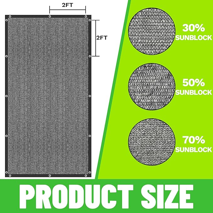 ColourTree 50% Black Shade Cloth, 10FT x 12FT Mesh Tarp, UV Resistant Netting with Upgrade Grommets for Plant Cover, Greenhouse, Chicken Coop, Barn, Kennel, Garden