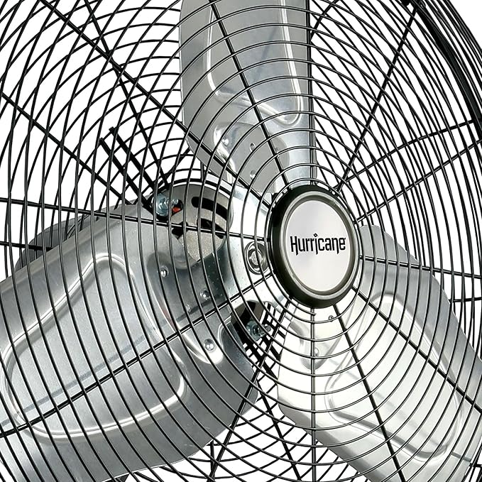 Hurricane 30" Pro Commercial Grade Oscillating Wall Mount Fan, Black - Heavy-Duty All-Metal Corded Electric Air Cooling Unit for Home, Garage, Greenhouse, or Workshop
