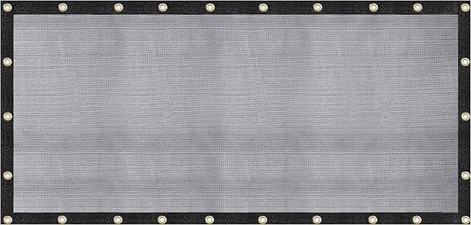 [WindscreenSupplyCo] 60-70% 8 FT X 16 FT Mesh Tarp/Shade Cloth 9-Needle Knitted Heavy Duty Black with Grommets for Green House, Garden, pergola, Pools, Dump Truck - MT0816BLKX1