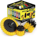 Drill Brush Power Scrubber by Useful Products – 3 Piece Yellow Bathroom Accessories Cleaning Set - Drill Brush Set to Clean Tile and Grout - Shower Cleaning Supplies - Drillbrush Shower Cleaner