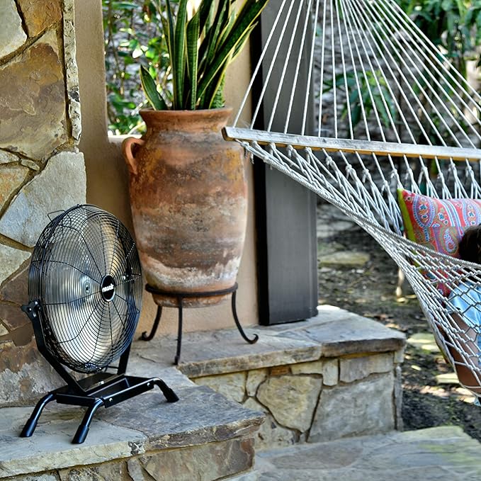 NewAir 20" High Velocity Outdoor Fan, Heavy Duty Waterproof 2-in-1 Floor Stand or Wall Mount Fan, Adjustable Tilt and 3 Speeds up to 4650 CFM | Wall Fan or Garage Fan for Indoor, Patio, Gym or Porch