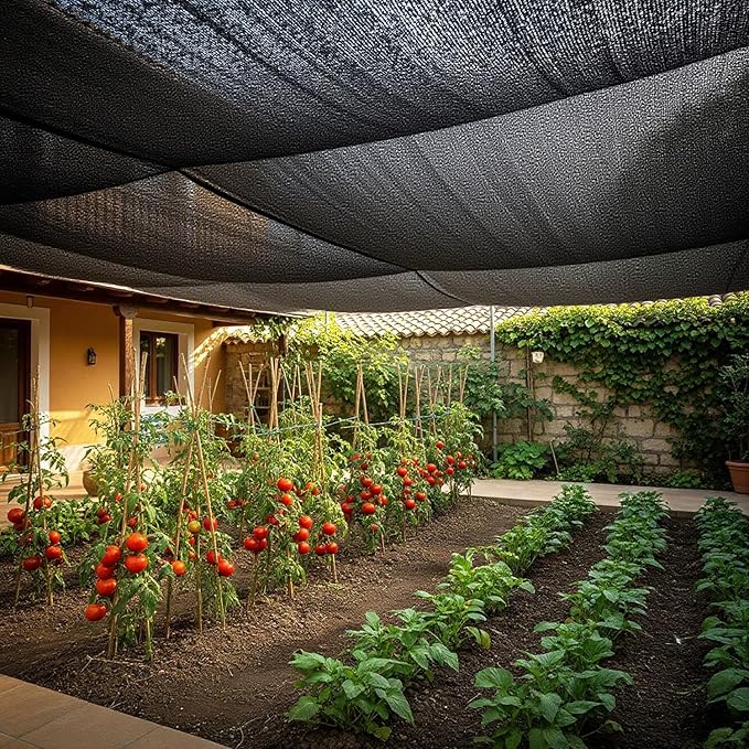 SUNNY GUARD 65-75% Sun Shade Cloth, 13 x 16.5 FT Black HDPE Mesh – Breathable Garden Shade Cover for Plants, Vegetables, Greenhouse, Patio, Chicken Coop & Dog Kennel
