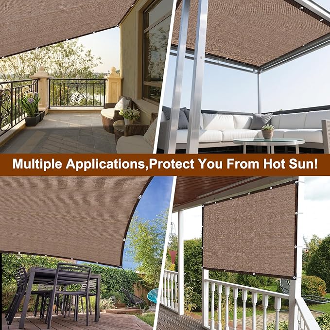 Shade Cloth for Garden, 90% Sun Shade Cloth for Outdoor Patio, 16 FT x 21 FT Pergola Shade Cover Canopy Privacy Screen Balcony, Mesh Tarp Sun Screens for Patio, Garden, Outdoor, Backyard -Mocha