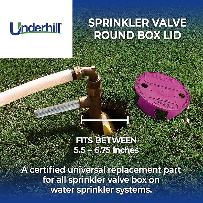 Underhill Sprinkler Valve Round Box Lid, VersaLid 6 Inch to 7 Inch Universal, Cover for Automatic Irrigation System, Lawn, Purple, VL-6P-24, 24 Pack