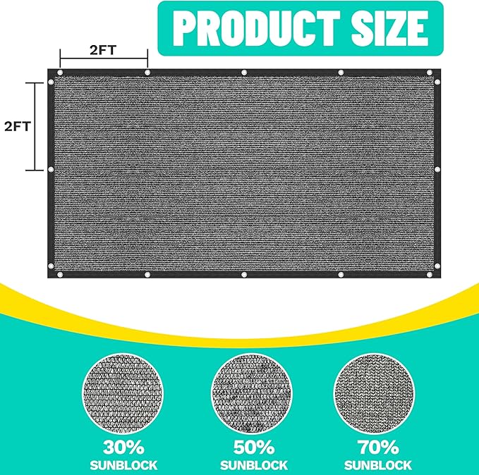 Royal Shade 30% Black Shade Cloth 12FT x 24FT Mesh Tarp with Grommets for Garden Patio, Plant Shading, Greenhouse, Pergola, Chicken Coop, Dog Kennel, Lawn (We Make Custom Size)