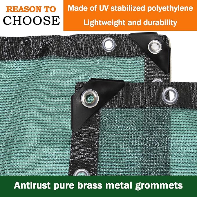 90% Green Shade Cloth 6ft x 12ft Heavy Duty Outdoor Mesh Tarp with Grommets, Sun Shade Canopy for Patio, Garden, Greenhouse, Chicken Coops, Plants Vegetables, Swimming Pool